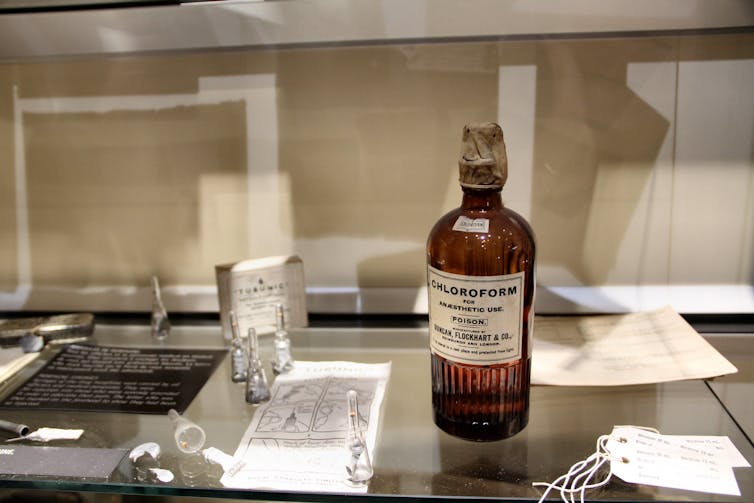 Chloroform bottle on display