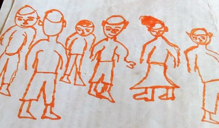 Child's drawing of a family