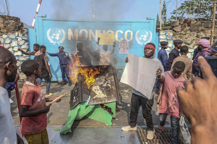 Protesters in DRC