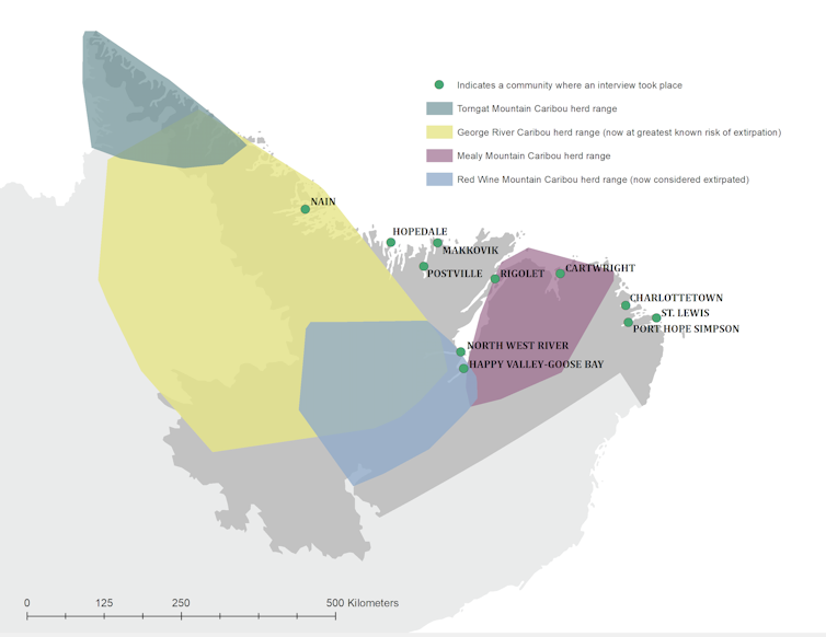 Caribou ranges in Labrador