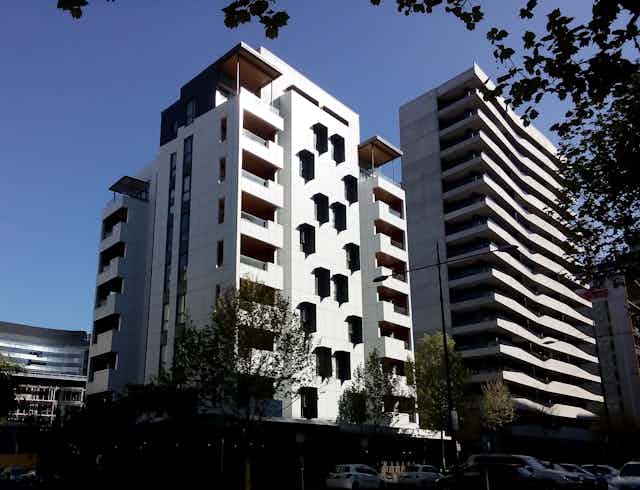 Photo of the Forté Building in Melbourne, a 10-storey CLT apartment building.
