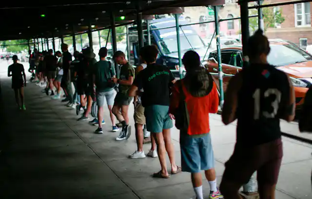 People waiting in line for Monkeypox vaccine