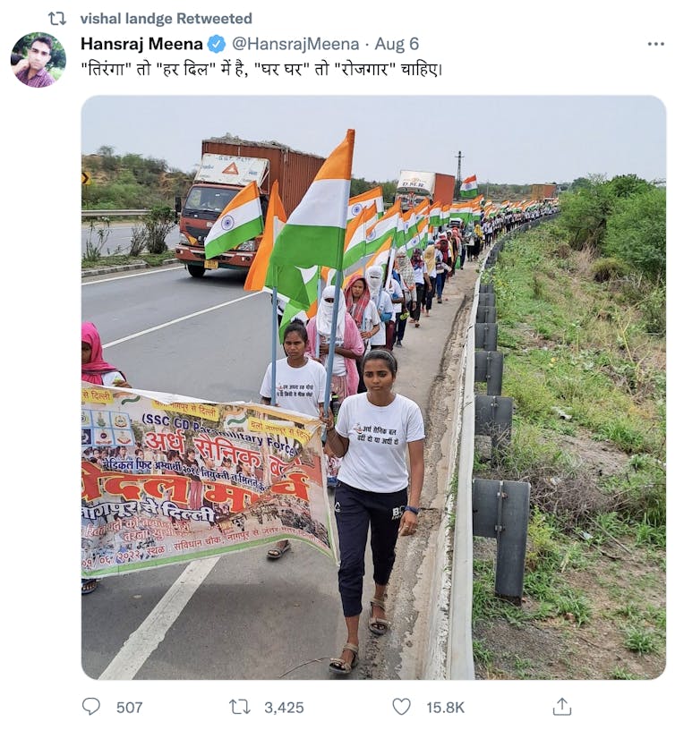 Roadside marchers