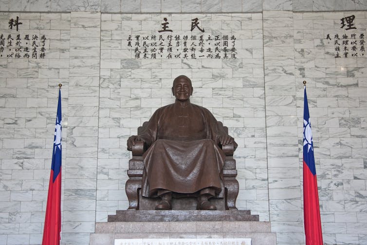 bronze statue of Chiang Kai-shek in Taipei.