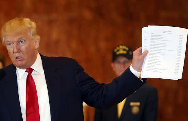 Photo of Trump holding papers