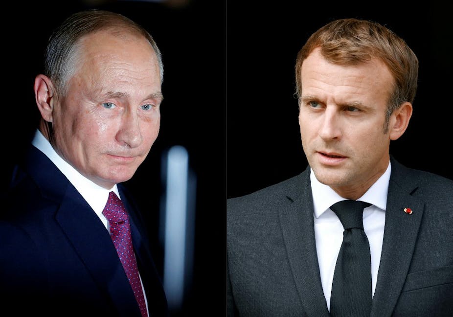 Montage représentant Vladimir Poutine et Emmanuel Macron