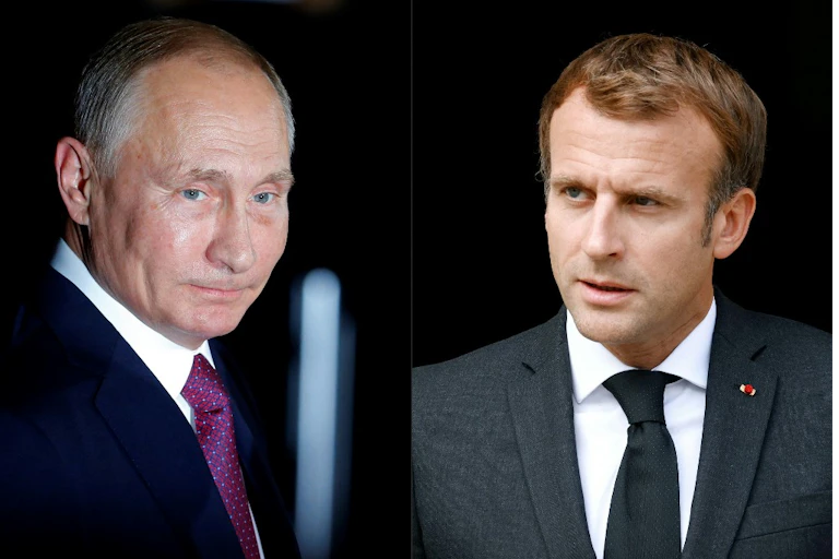 Montage représentant Vladimir Poutine et Emmanuel Macron