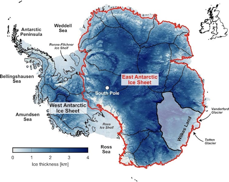 Shaded map of Antarctica.