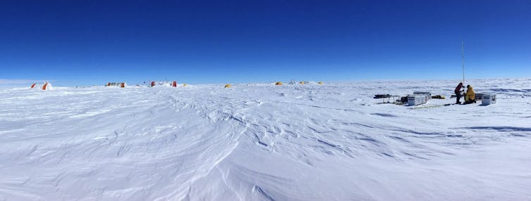 Scientists working on ice