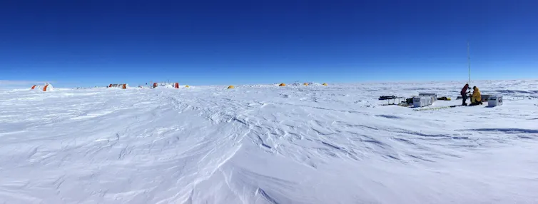 Scientists working on ice