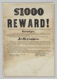 An advertisement for two men who ran away from slavery
