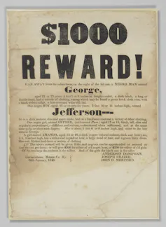 An advertisement for two men who ran away from slavery