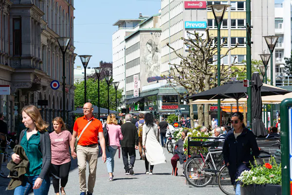 People walking in Malmo, Sweden.