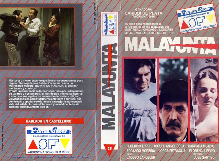 Carátula del VHS de _Malayunta_, ópera prima de José Santiso.