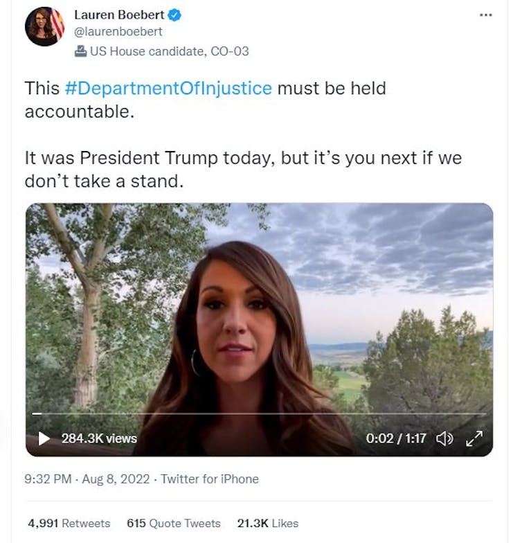 Tweet from Rep. Lauren Boebert