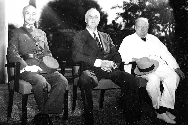 Chiang Kai-shek, Franklin D. Roosevelt and Winston Churchill