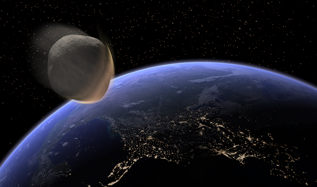 Impression of an asteroid hitting Earth.