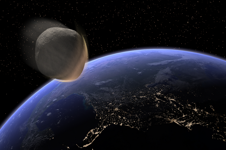 Impression of an asteroid hitting Earth.