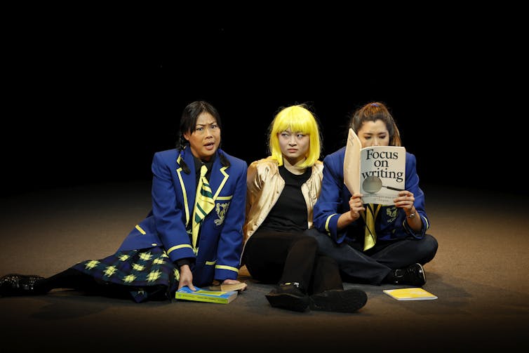 Three school girls