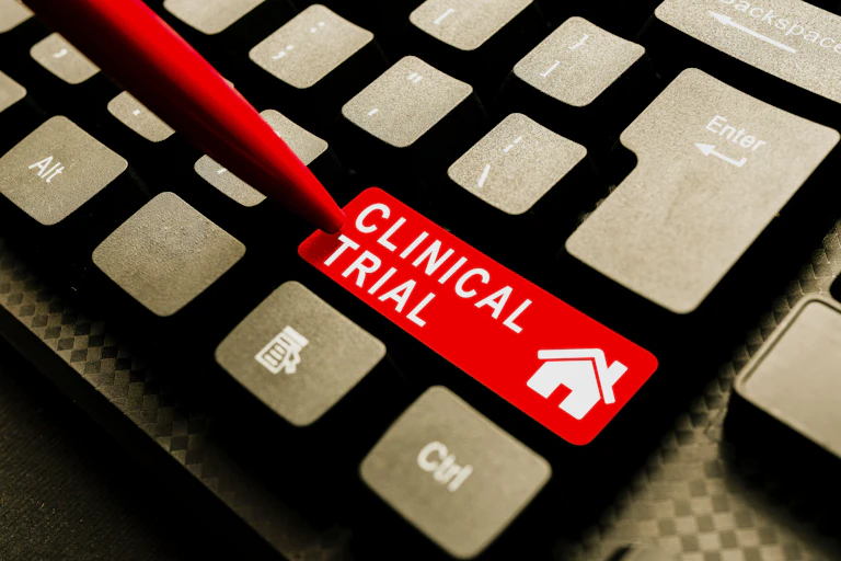 Computer keyboard with a 'clinical trial' key