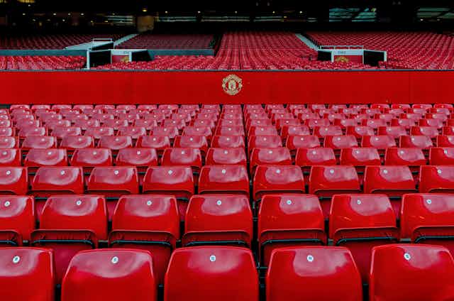 Empty seats at Old Trafford football stadium