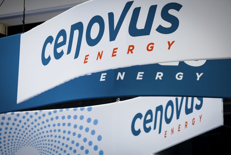 Cenovus Energy logos on display at the Global Energy Show