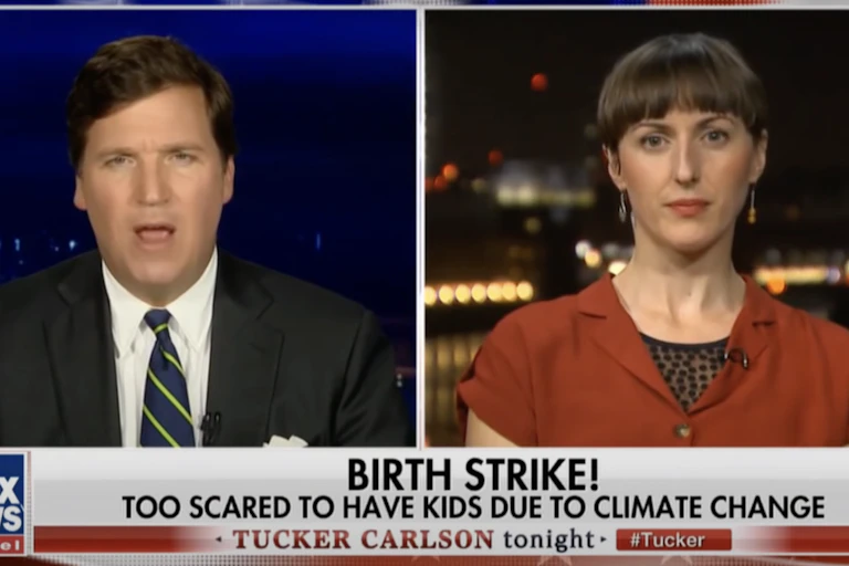Side by side image of man and woman on a news show