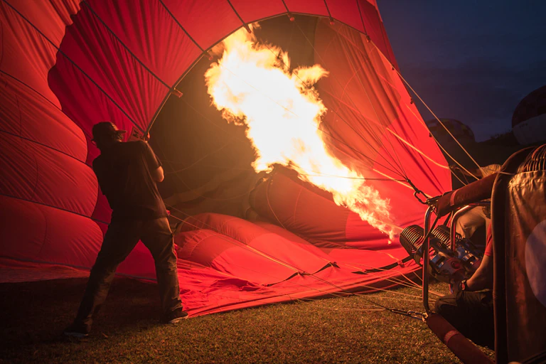 Hot air balloon being inflated