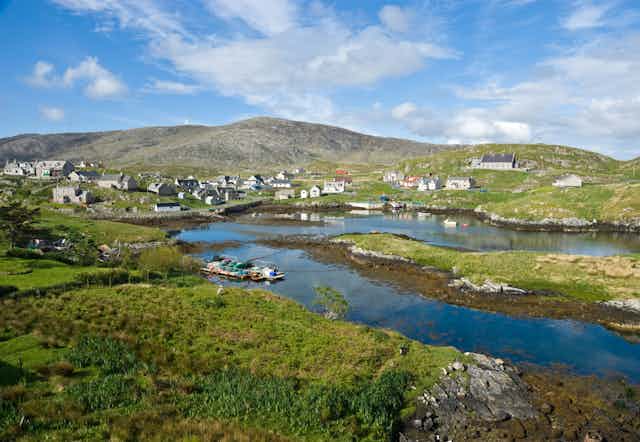 A view of the island of Scalpay, near Harris in Scotland.