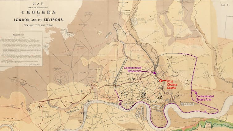Annotated map of London