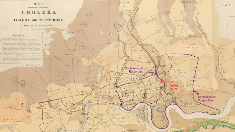 Annotated map of London