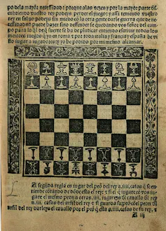 Página de un libro de ajedrez del siglo XV.