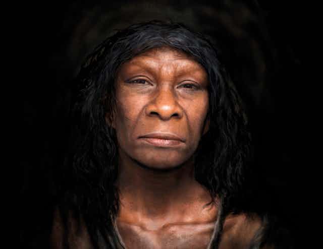 Painting of Neanderthal woman