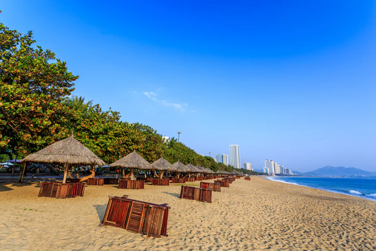 A beach without any people on it.