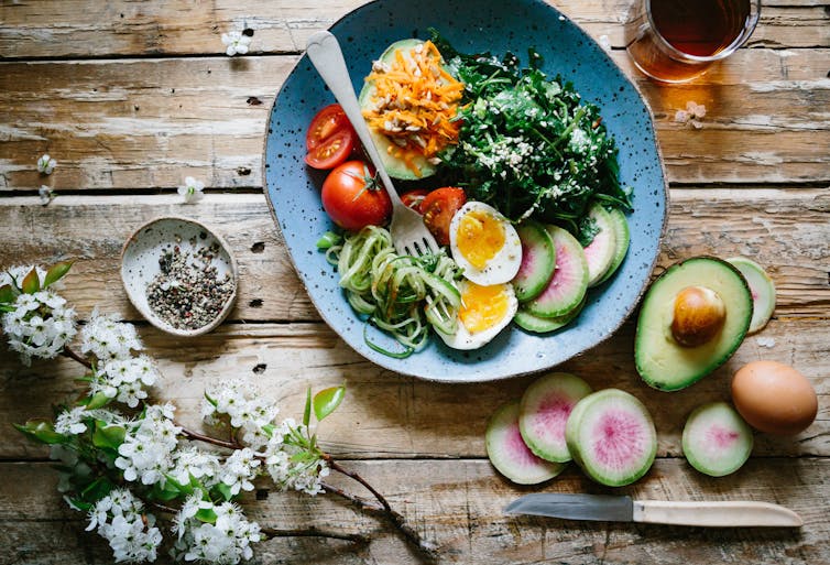 Bowl of vegetables and eggs