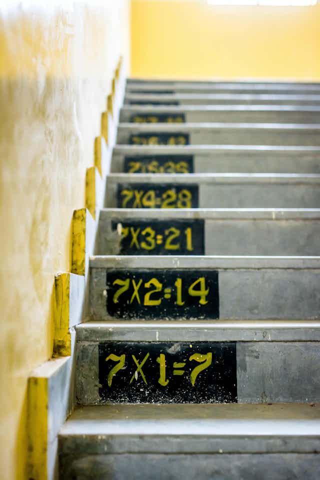 Staircase with numbers painted on the steps
