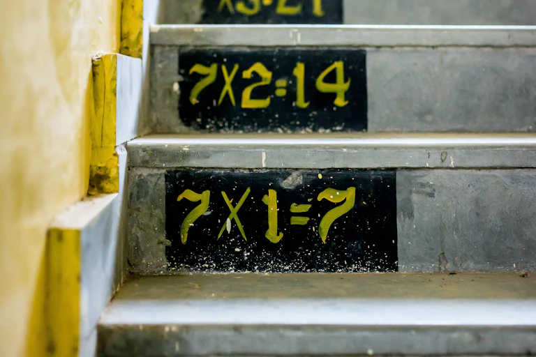 Staircase with numbers painted on the steps