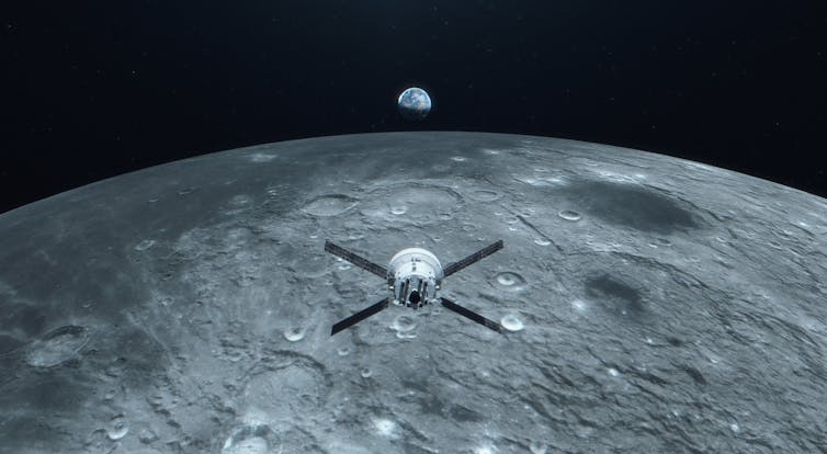 Artist's impression of Orion at the Moon.