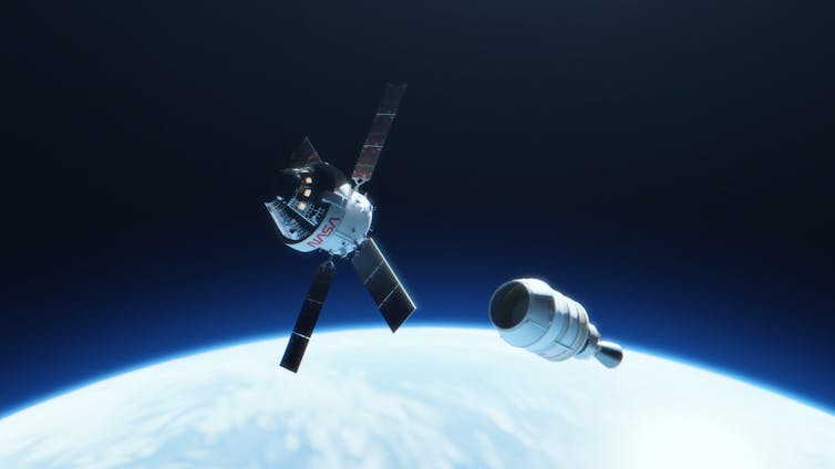 Artist’s concept of Artemis-1 upper stage separation.