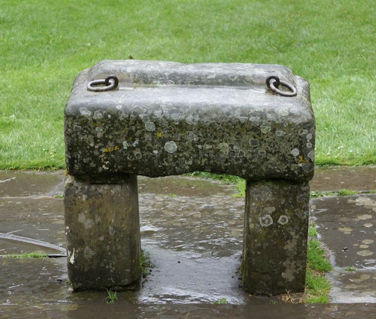 Replica van de "Stone of Destiny", in het Palace of Scone in Schotland