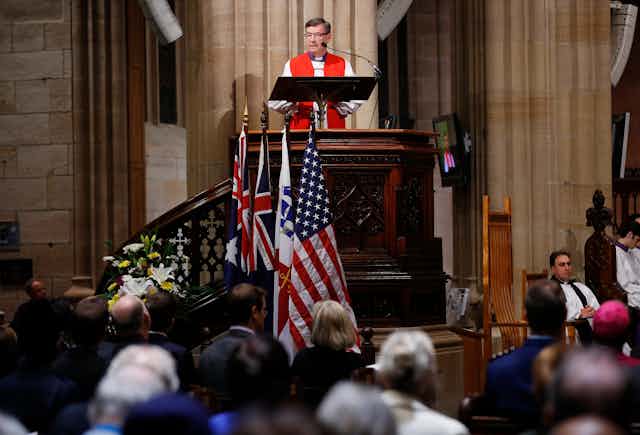 Former Sydney Anglican archbishop Glenn Davies speaks during a church service