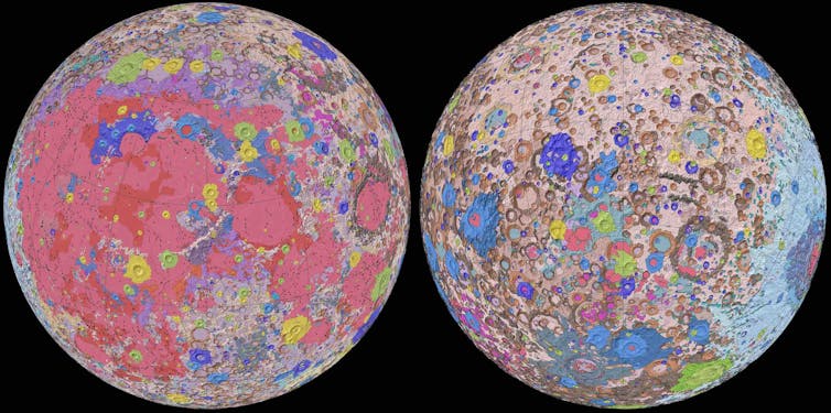 Geologische kaart van de maan.