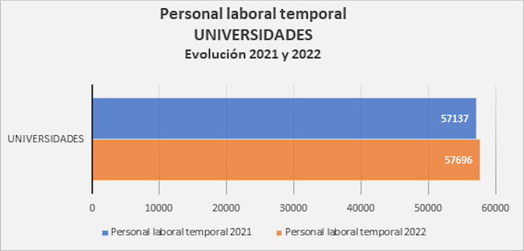 Personal laboral temporal en la universidad. Fuente: BEPAP