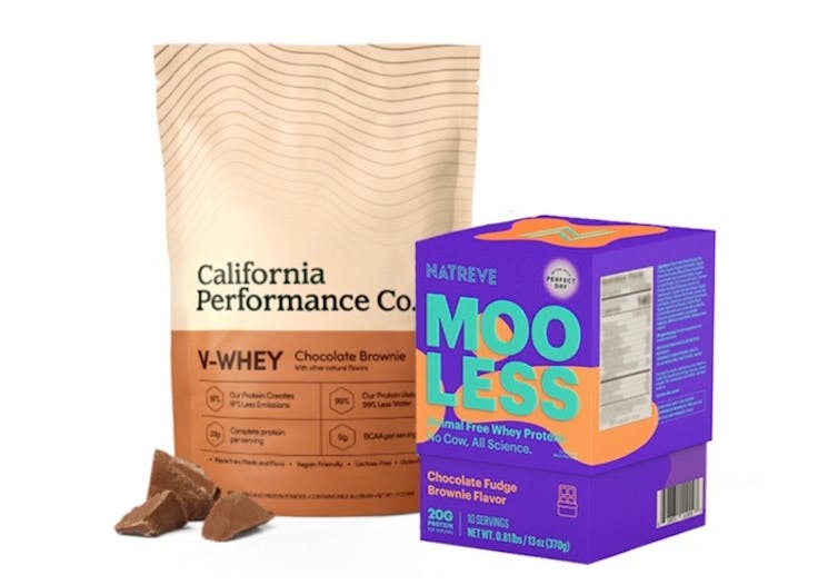 whey protein and chocolate brownie mix packets