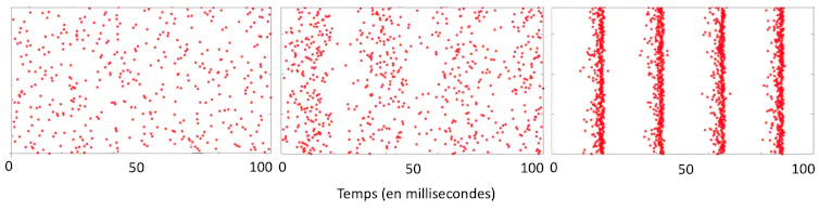 Graphe montrant la synchronisation des neurones dans le modèle