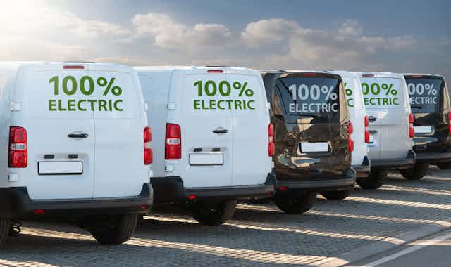 A row of electric vans