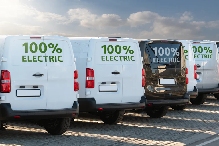 A row of electric vans