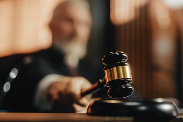 Judge striking a gavel