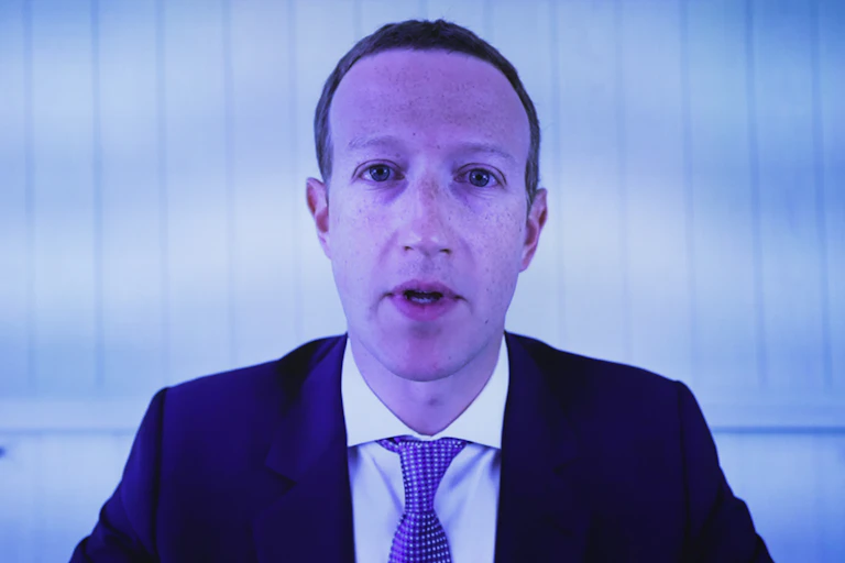 Mark Zuckerberg on a video call