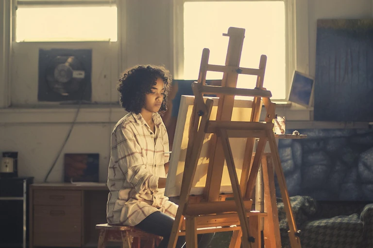 An artist paints